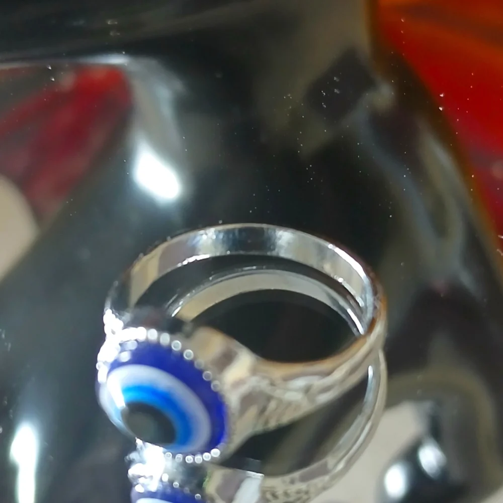 Evil Eye Silver plated ring Rodium plate finish